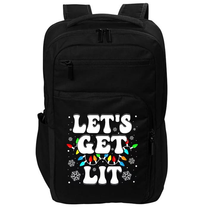 LetS Get Lit Funny Christmas Lights Xmas Pajamas Holiday Impact Tech Backpack