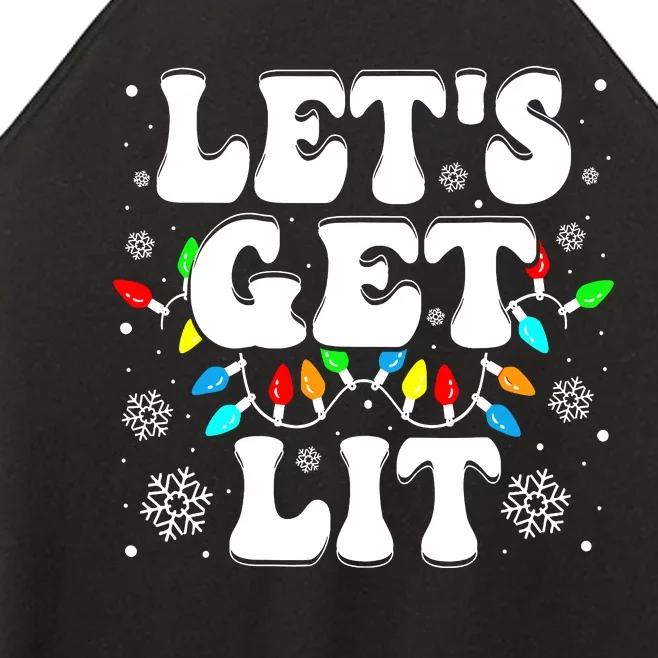 LetS Get Lit Funny Christmas Lights Xmas Pajamas Holiday Women’s Perfect Tri Rocker Tank