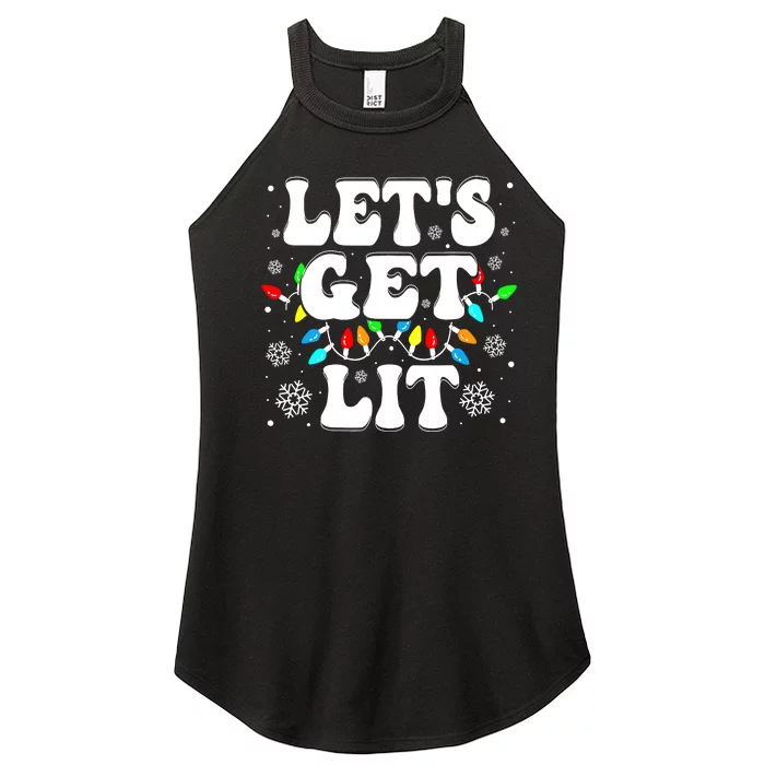 LetS Get Lit Funny Christmas Lights Xmas Pajamas Holiday Women’s Perfect Tri Rocker Tank