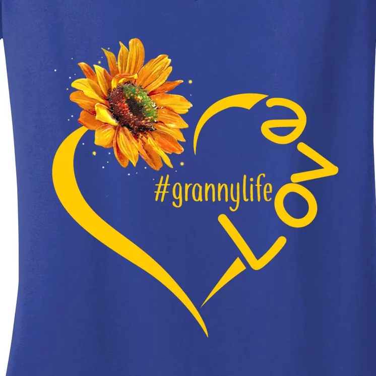 Love Granny Life Sunflower Mother Day Granny Gift Women's V-Neck T-Shirt