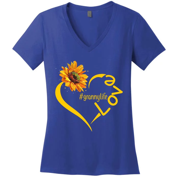 Love Granny Life Sunflower Mother Day Granny Gift Women's V-Neck T-Shirt