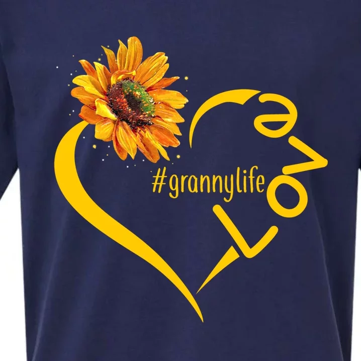 Love Granny Life Sunflower Mother Day Granny Gift Sueded Cloud Jersey T-Shirt