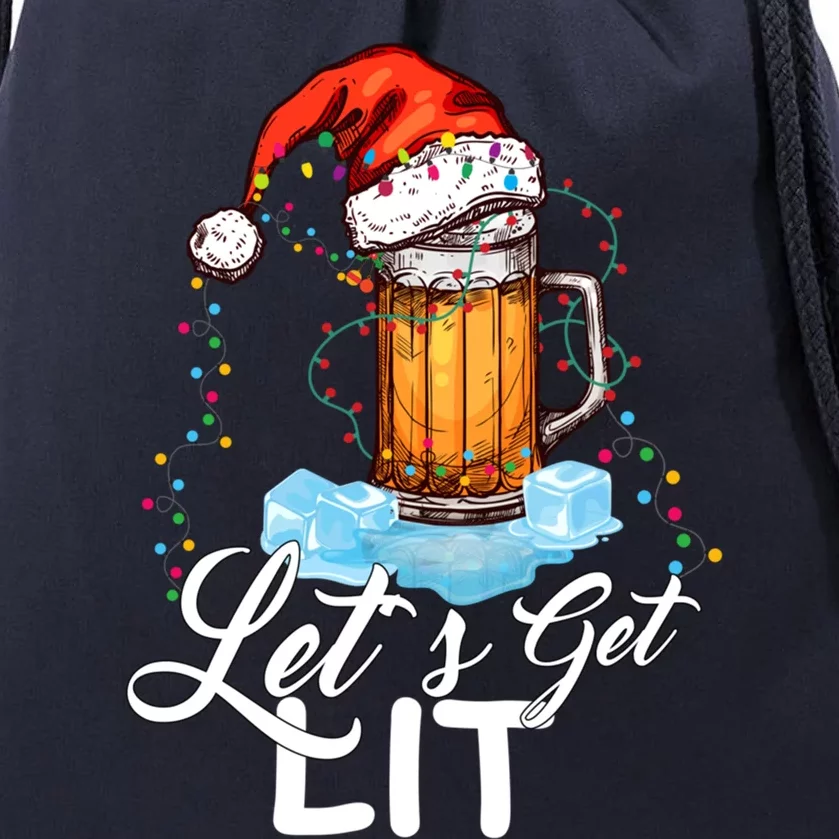 Let's Get Lit Adult Funny Christmas Ing Xmas Lights Meaningful Gift Drawstring Bag