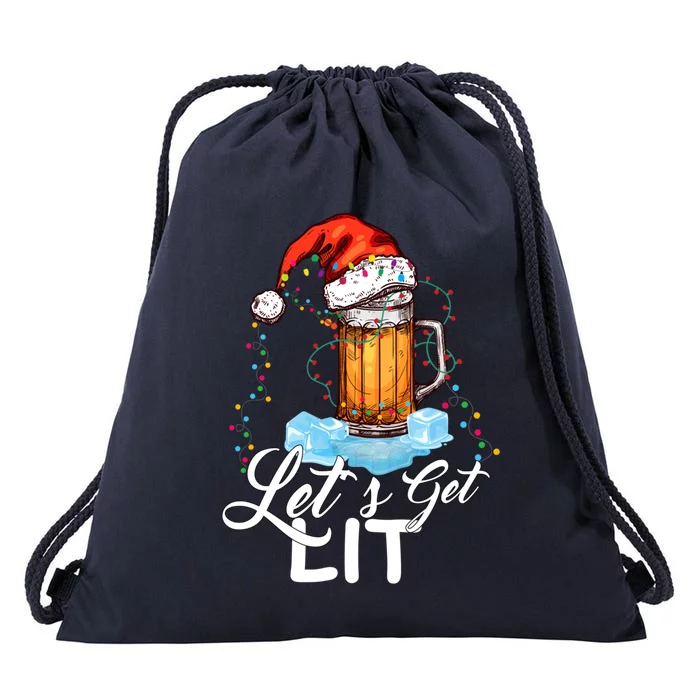 Let's Get Lit Adult Funny Christmas Ing Xmas Lights Meaningful Gift Drawstring Bag