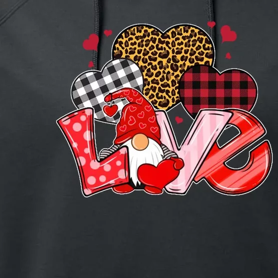 Love Gnome Leopard Checkered Pattern Performance Fleece Hoodie