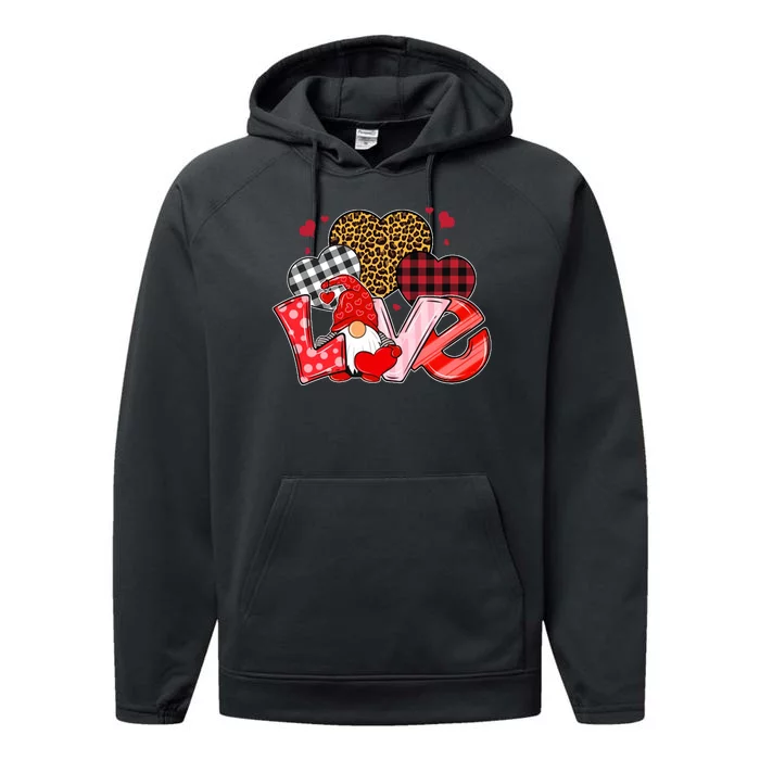 Love Gnome Leopard Checkered Pattern Performance Fleece Hoodie