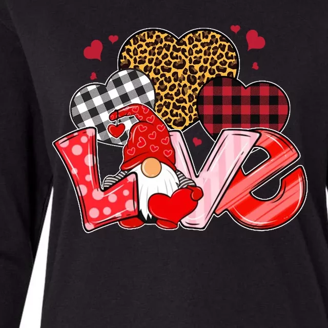 Love Gnome Leopard Checkered Pattern Womens Cotton Relaxed Long Sleeve T-Shirt