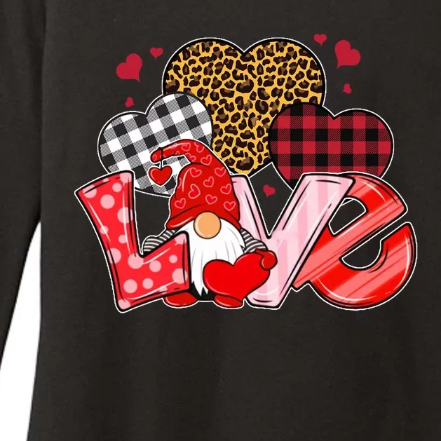 Love Gnome Leopard Checkered Pattern Womens CVC Long Sleeve Shirt