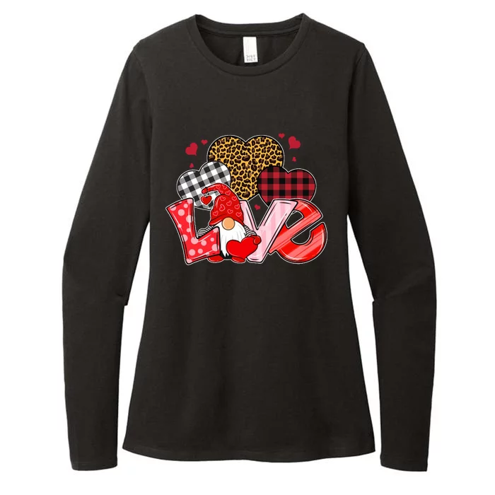 Love Gnome Leopard Checkered Pattern Womens CVC Long Sleeve Shirt