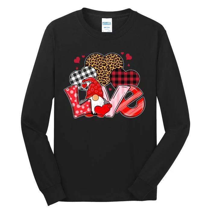 Love Gnome Leopard Checkered Pattern Tall Long Sleeve T-Shirt