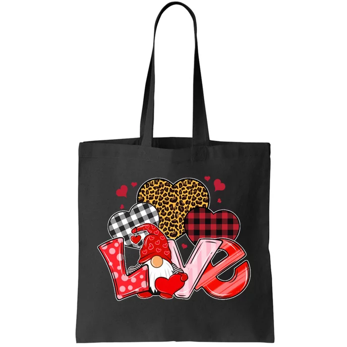 Love Gnome Leopard Checkered Pattern Tote Bag