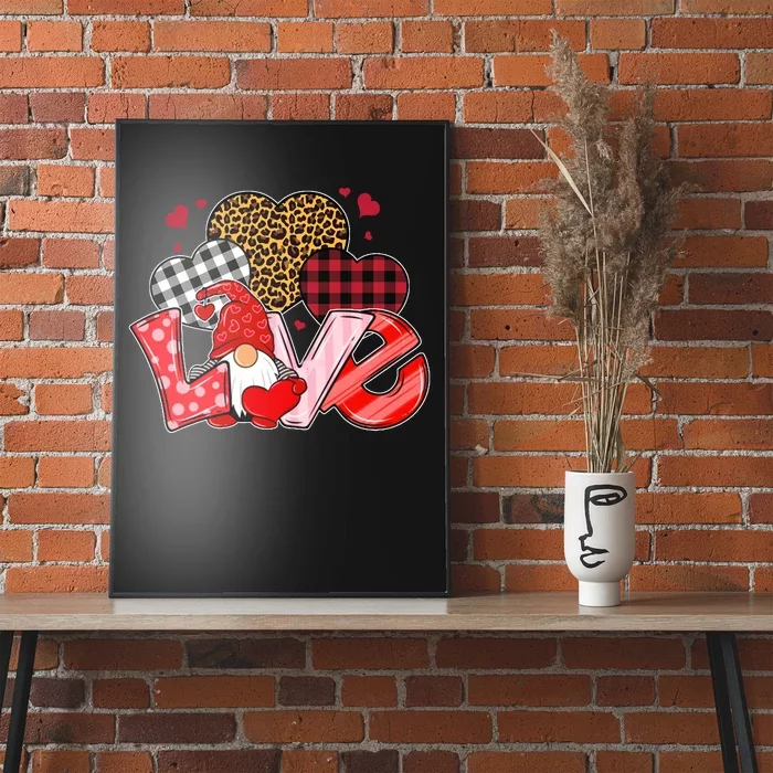 Love Gnome Leopard Checkered Pattern Poster