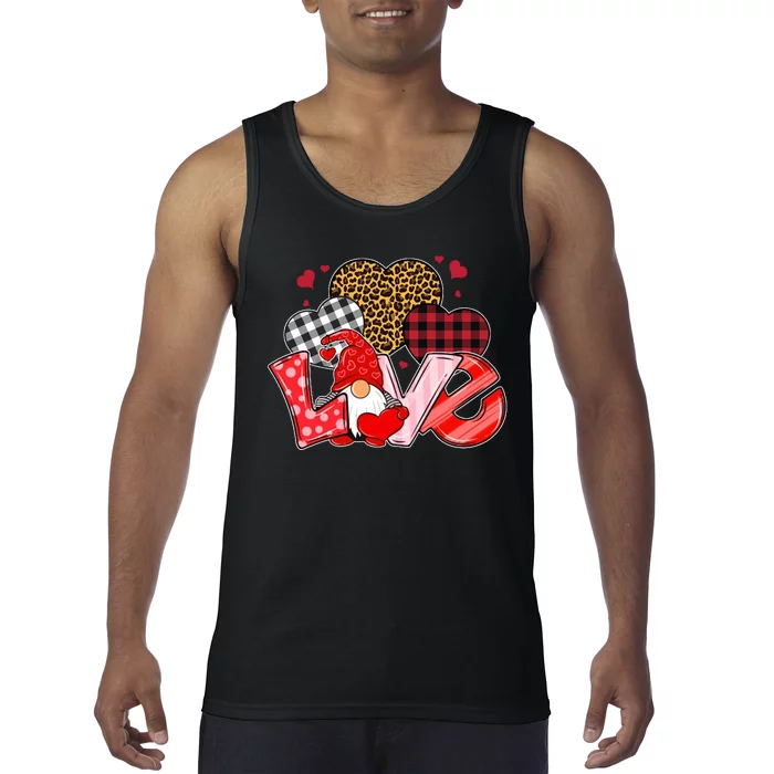 Love Gnome Leopard Checkered Pattern Tank Top