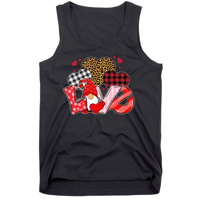 Love Gnome Leopard Checkered Pattern Tank Top