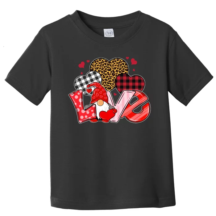 Love Gnome Leopard Checkered Pattern Toddler T-Shirt