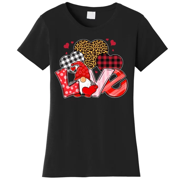 Love Gnome Leopard Checkered Pattern Women's T-Shirt