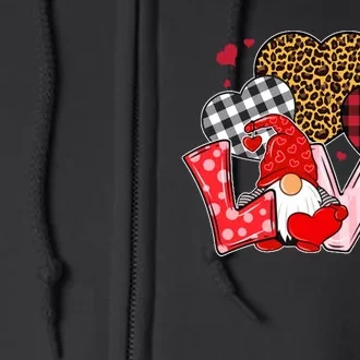 Love Gnome Leopard Checkered Pattern Full Zip Hoodie