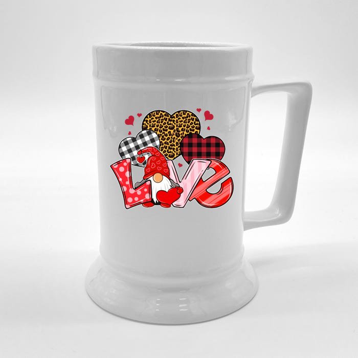 Love Gnome Leopard Checkered Pattern Front & Back Beer Stein