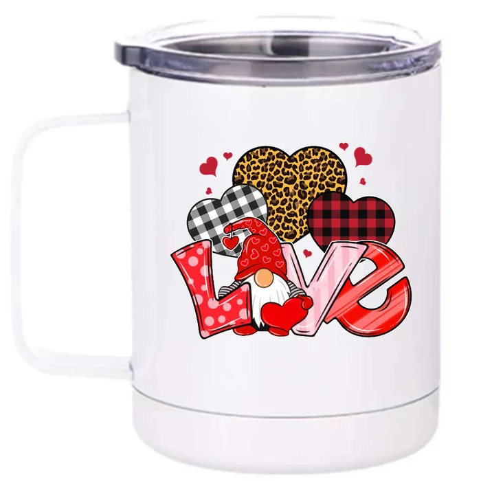 Love Gnome Leopard Checkered Pattern Front & Back 12oz Stainless Steel Tumbler Cup