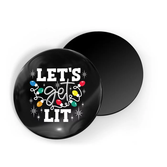 Lets Get Lit Drinking Santa Hat Christmas Lights Funny Magnet