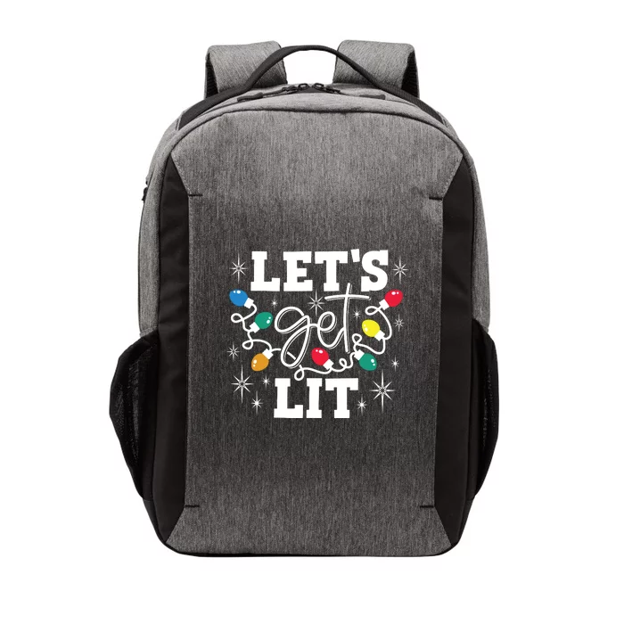 Lets Get Lit Drinking Santa Hat Christmas Lights Funny Vector Backpack