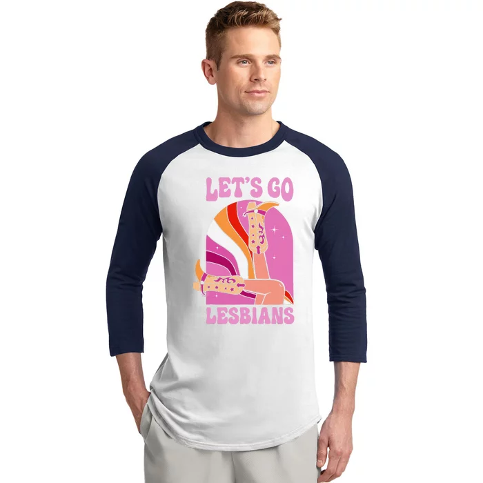 LetS Go Lesbians Lgbtq Lesbian Pride Month Cow Baseball Sleeve Shirt