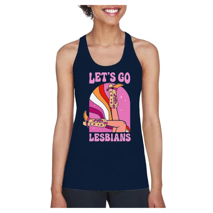 LetS Go Lesbians Lgbtq Lesbian Pride Month Cow Women's Racerback Tank