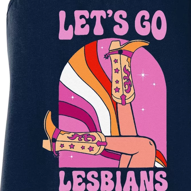 LetS Go Lesbians Lgbtq Lesbian Pride Month Cow Women's Racerback Tank