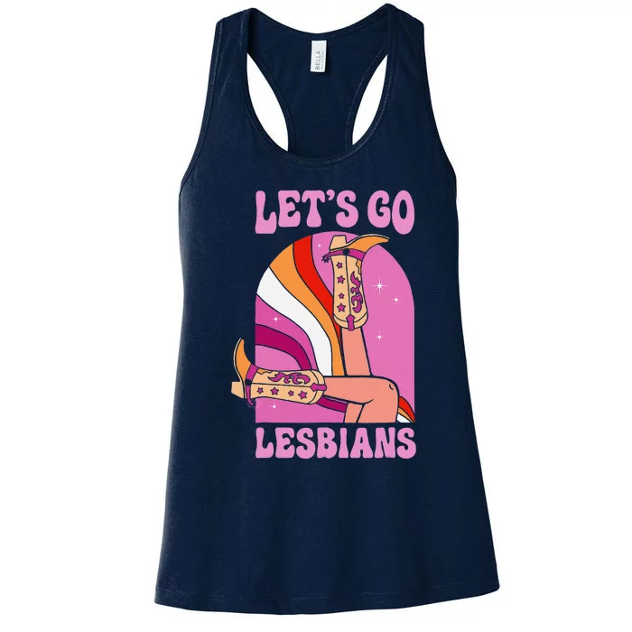 LetS Go Lesbians Lgbtq Lesbian Pride Month Cow Women's Racerback Tank