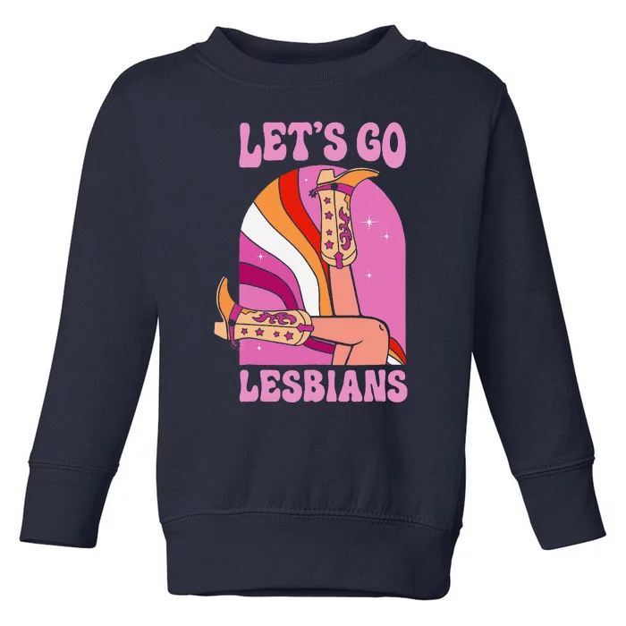 LetS Go Lesbians Lgbtq Lesbian Pride Month Cow Toddler Sweatshirt