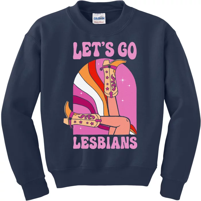 LetS Go Lesbians Lgbtq Lesbian Pride Month Cow Kids Sweatshirt