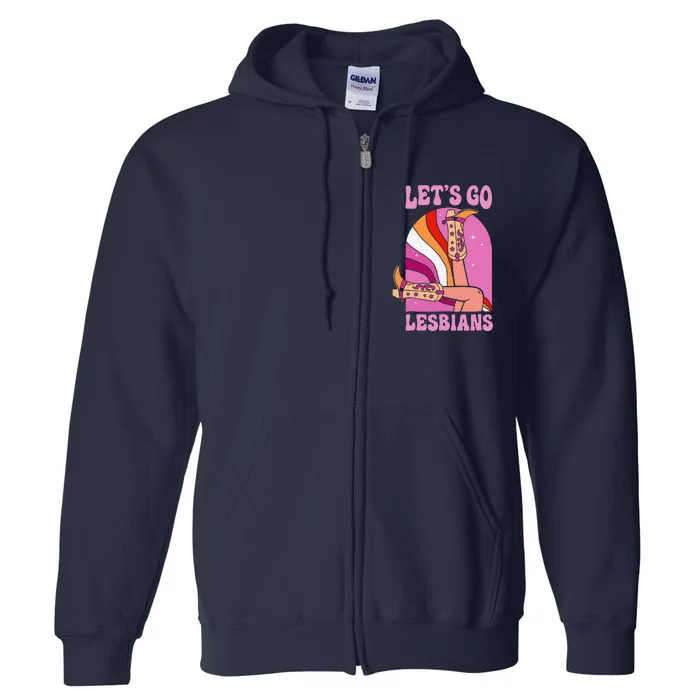 LetS Go Lesbians Lgbtq Lesbian Pride Month Cow Full Zip Hoodie