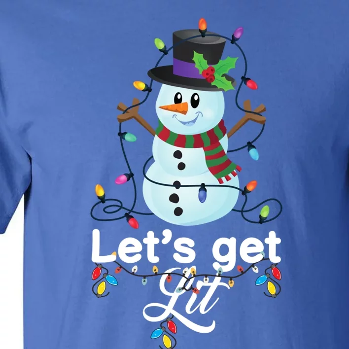 Let's Get Lit Adult Funny Christmas Snow Xmas Lights Gift Tall T-Shirt