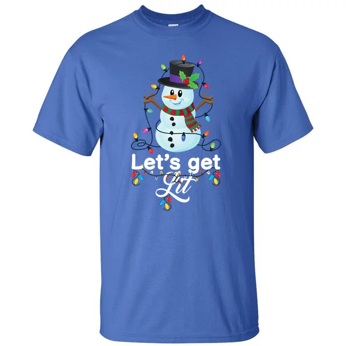 Let's Get Lit Adult Funny Christmas Snow Xmas Lights Gift Tall T-Shirt