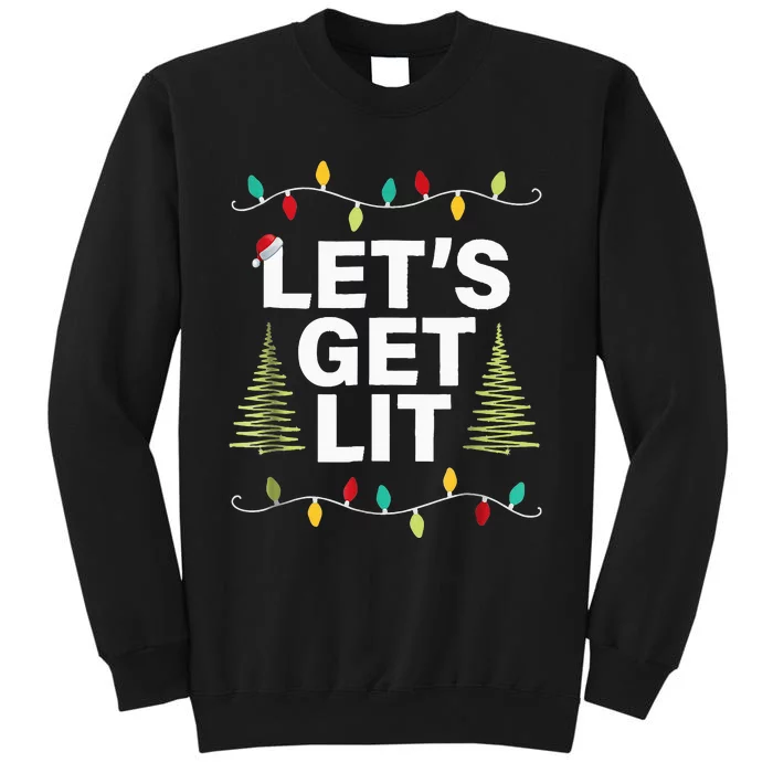 Let's Get Lit Funny Christmas Drinking Xmas Lights Sweatshirt