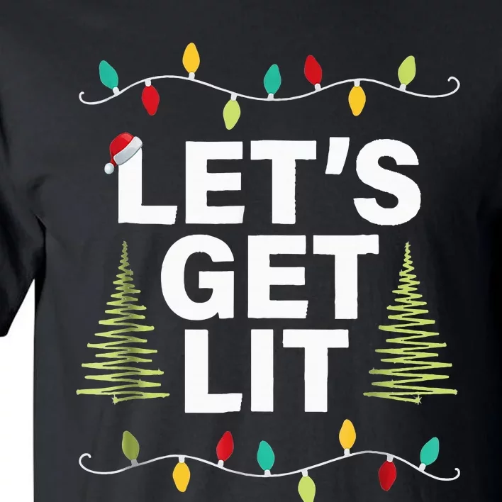 Let's Get Lit Funny Christmas Drinking Xmas Lights Tall T-Shirt