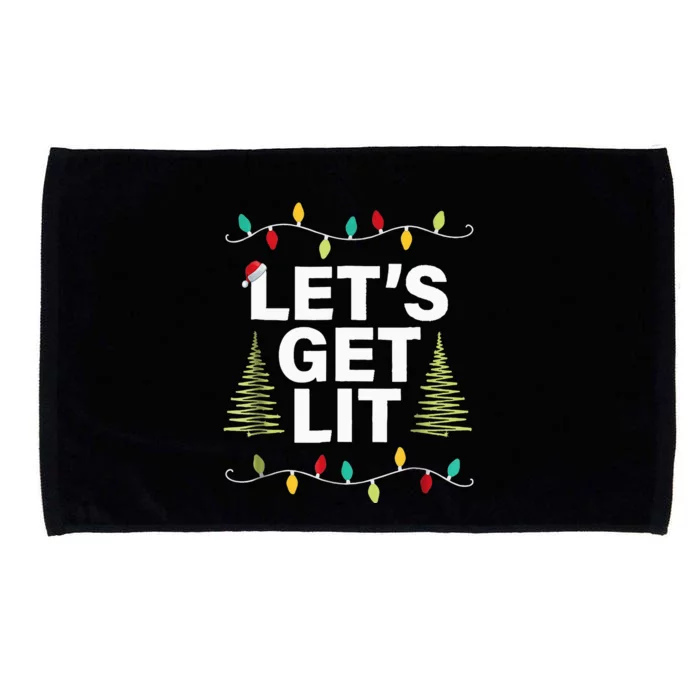 Let's Get Lit Funny Christmas Drinking Xmas Lights Microfiber Hand Towel