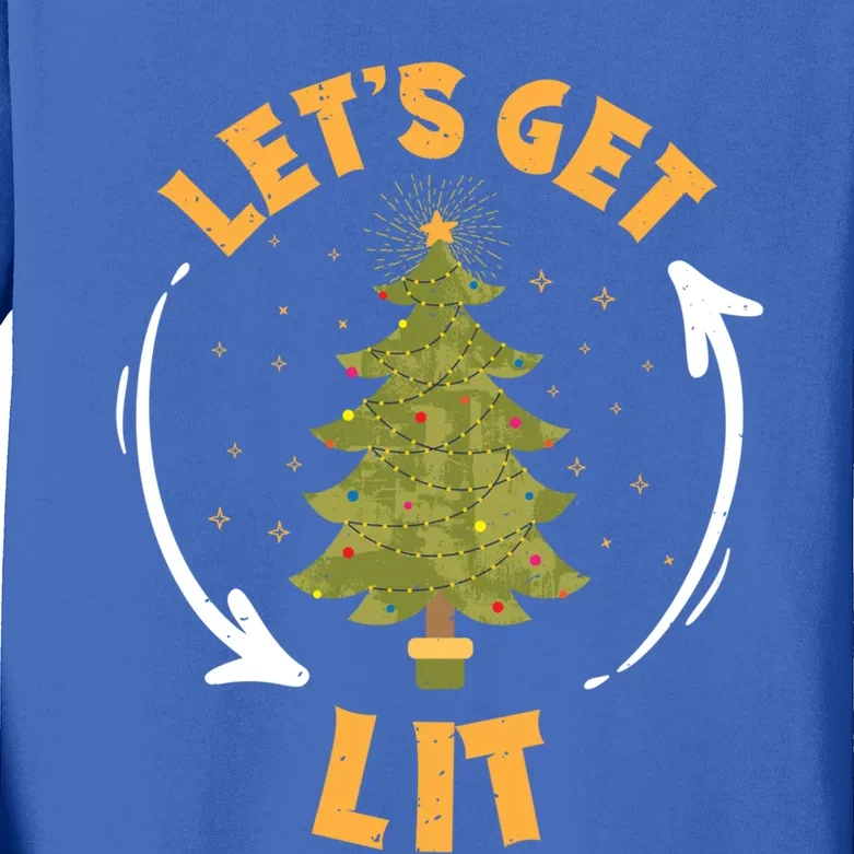 Let's Get Lit Funny Christmas Ing Xmas Tree Lover Gift Kids Long Sleeve Shirt