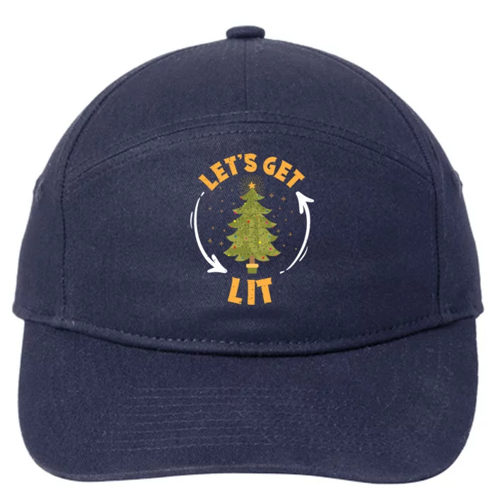 Let's Get Lit Funny Christmas Ing Xmas Tree Lover Gift 7-Panel Snapback Hat