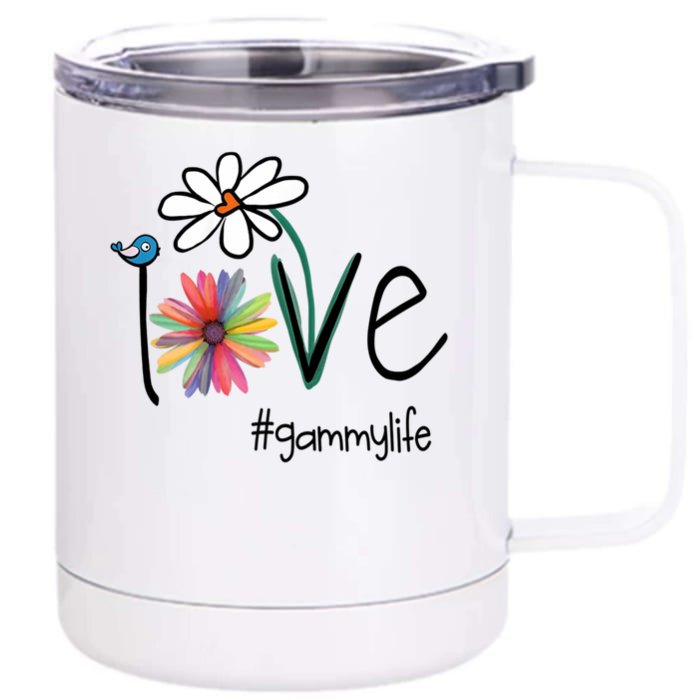 Love Gammy Life Art Flower Front & Back 12oz Stainless Steel Tumbler Cup