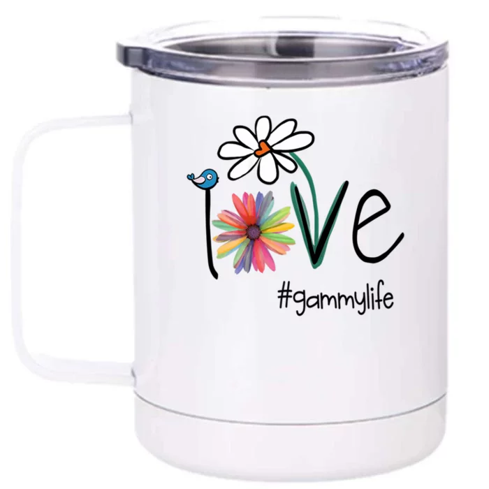 Love Gammy Life Art Flower Front & Back 12oz Stainless Steel Tumbler Cup