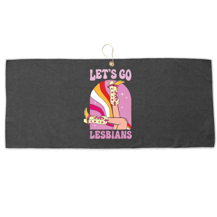 Lets Go Lesbians Lgbtq Lesbian Pride Month Cowgirl Large Microfiber Waffle Golf Towel