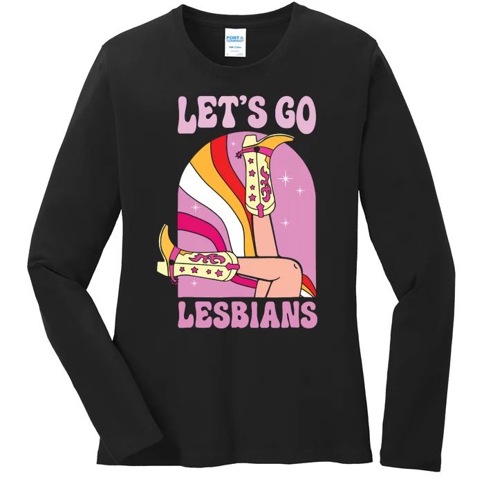 Lets Go Lesbians Lgbtq Lesbian Pride Month Cowgirl Ladies Long Sleeve Shirt