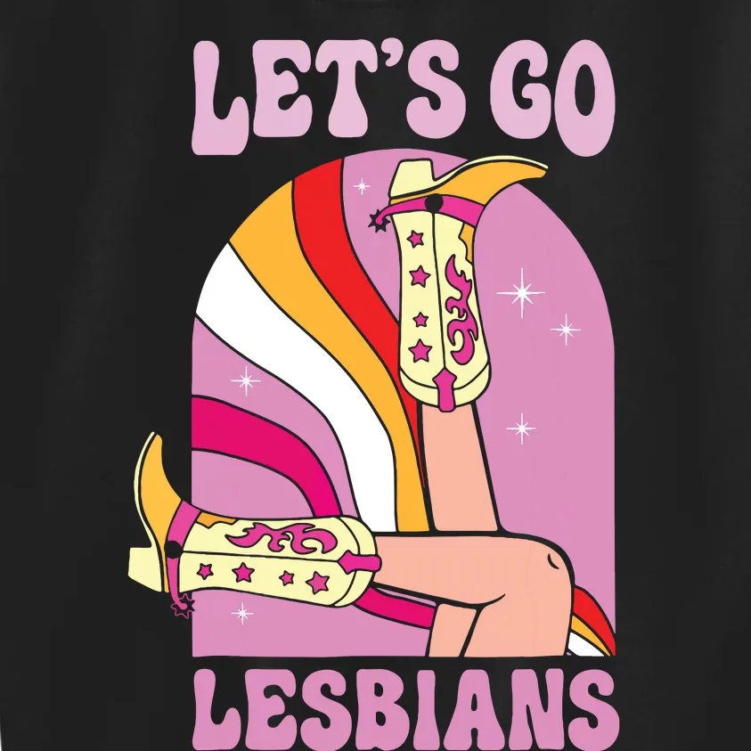 Lets Go Lesbians Lgbtq Lesbian Pride Month Cowgirl Kids Sweatshirt