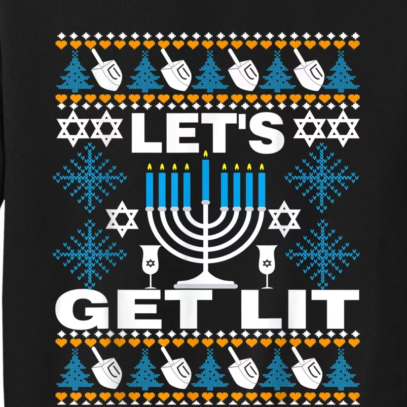 Let's Get Lit Chanukah Happy Hanukkah Ugly Sweater For Sweatshirt