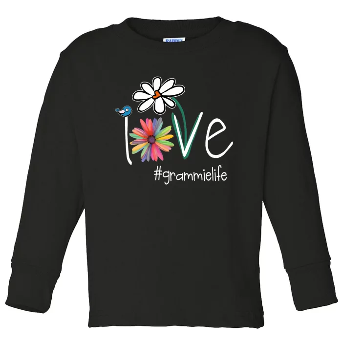 Love Grammie Life Art Flower Color Toddler Long Sleeve Shirt