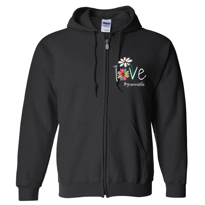 Love Grammie Life Art Flower Color Full Zip Hoodie