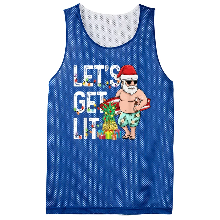 Let's Get Lit Christmas In July Funny Gift For Gift Mesh Reversible Basketball Jersey Tank