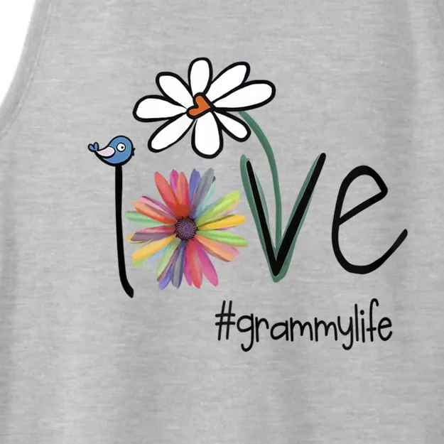 Love Grammy Life Art Flower Great Gift Ladies Tri-Blend Wicking Tank