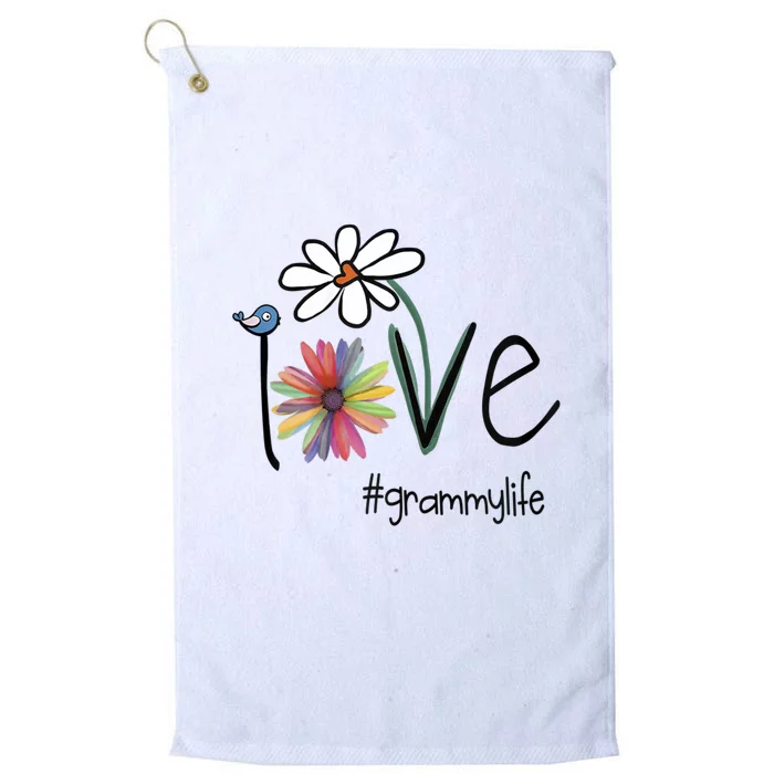 Love Grammy Life Art Flower Great Gift Platinum Collection Golf Towel